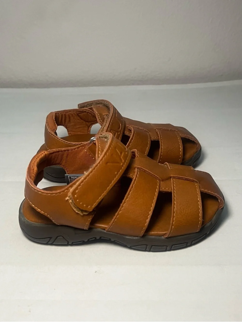 Nautica Chaim Closed-Toe Unisex Sandals Toddler Sz 7 Brown Preppy Outdoor Casual